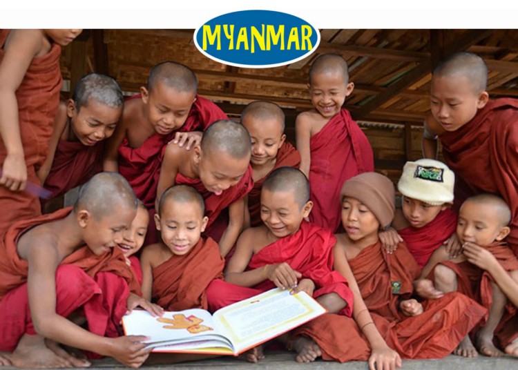 Novice orphan boys at a monastery in Bagan, Myanmar