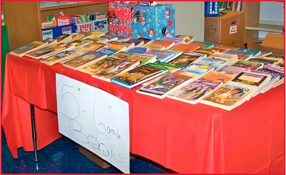 A table covered with books and magazines on top of it.